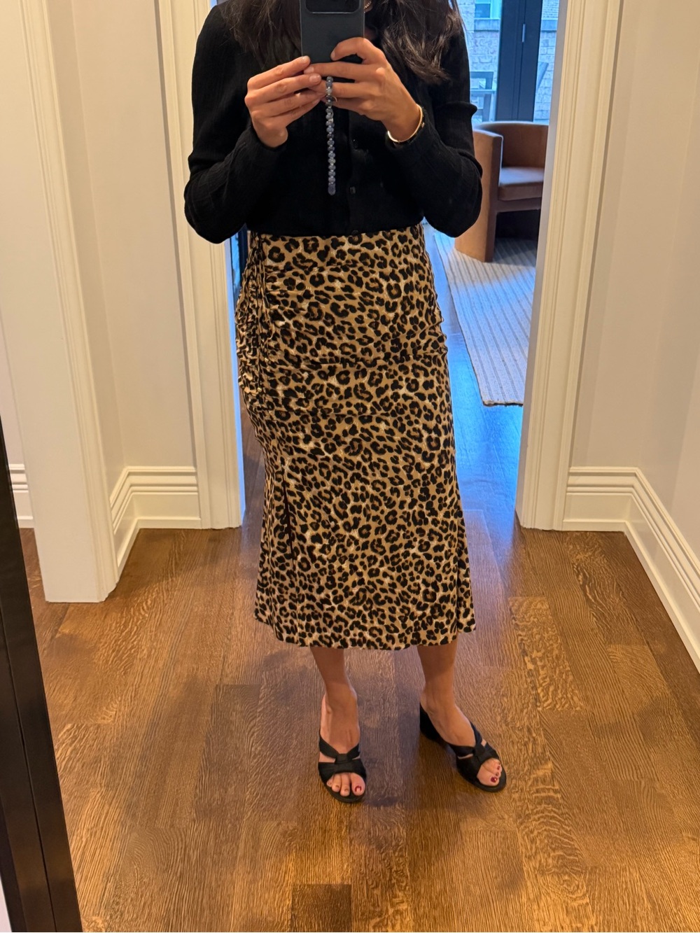 Veronica Beard Leopard-Print Midi Skirt in Tan and Black
